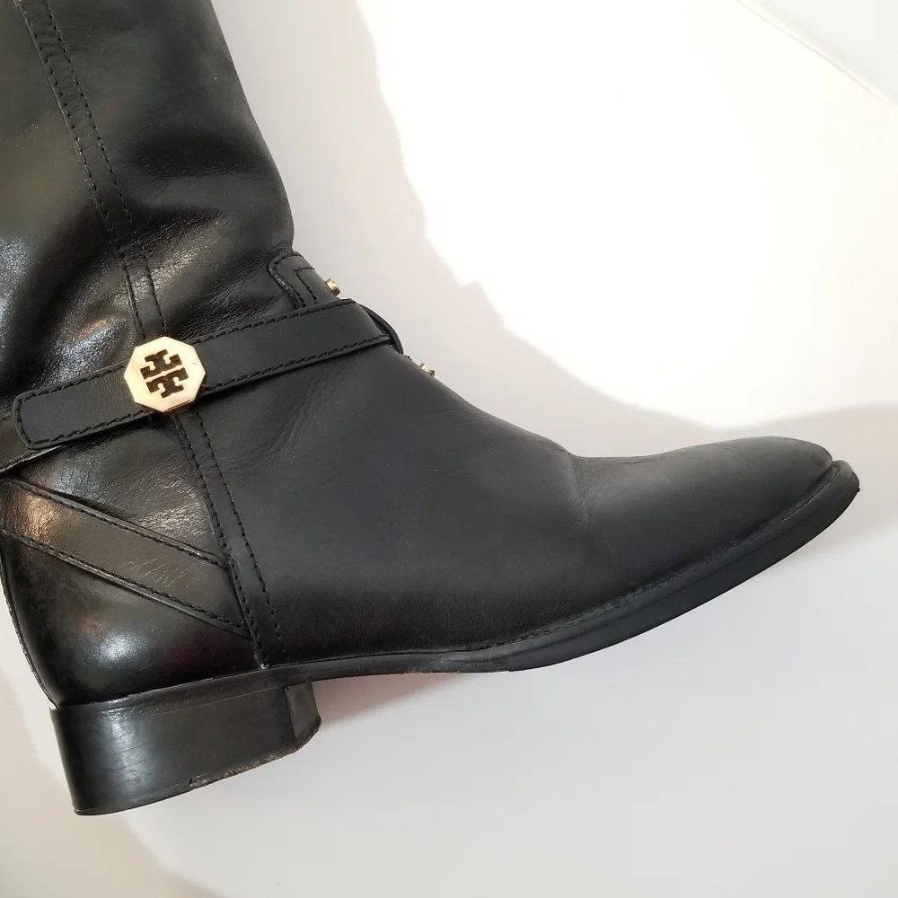 TORY BURCH Brita Tall Black Leather Riding Boots size 5.5